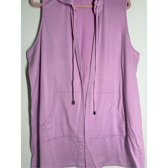 Cyrus Women's Sleeveless Open Front Cardigan Hooded w/Pockets Plus Size 2X Pink - Picture 2 of 9
